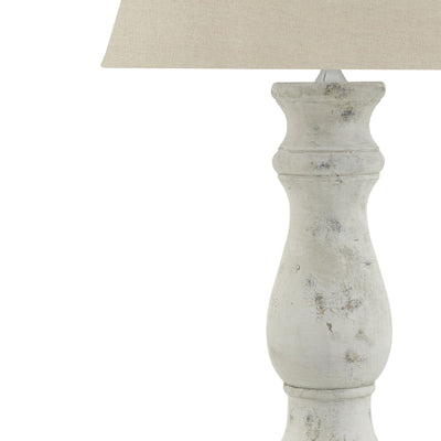 Darcy Antique White Candlestick Table Lamp With Linen Shade