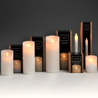 Luxe Collection 3.5 x9 White Flickering Flame LED Wax Candle