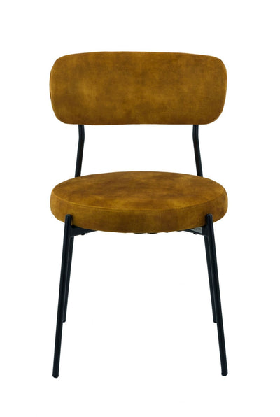 x2 Stackable Velvet Dining Chairs - Mustard