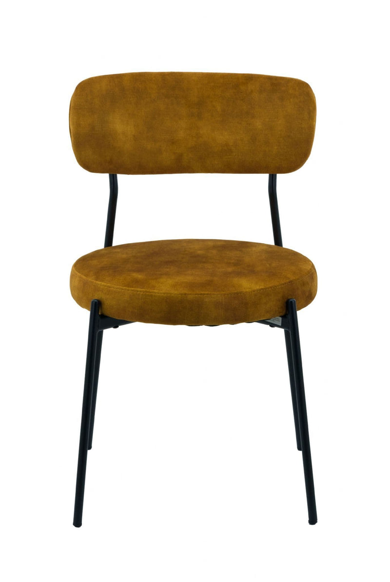 x2 Stackable Velvet Dining Chairs - Mustard