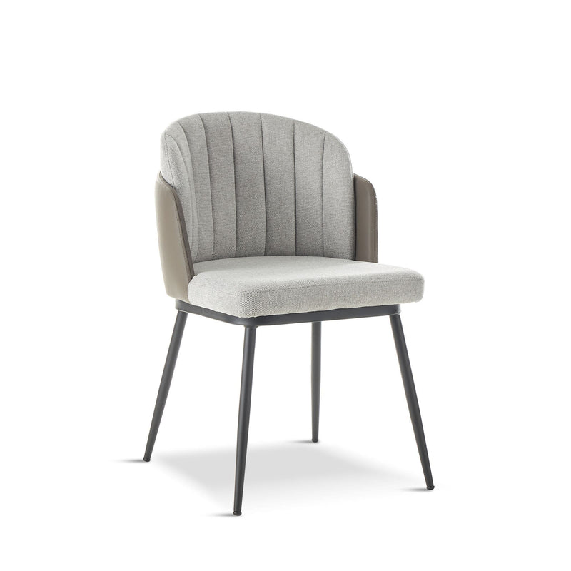x2 PEKI Grey Fabric Faux Leather Mix Chair