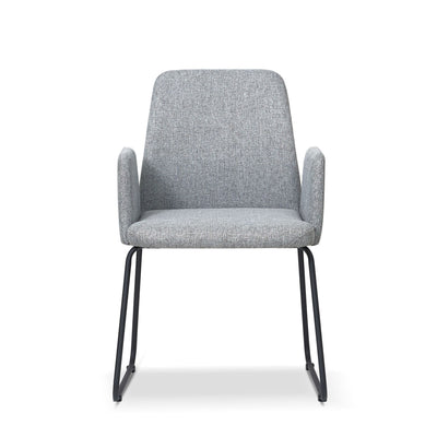 Grey Upholstered Contemporary armchair with Metal Legs