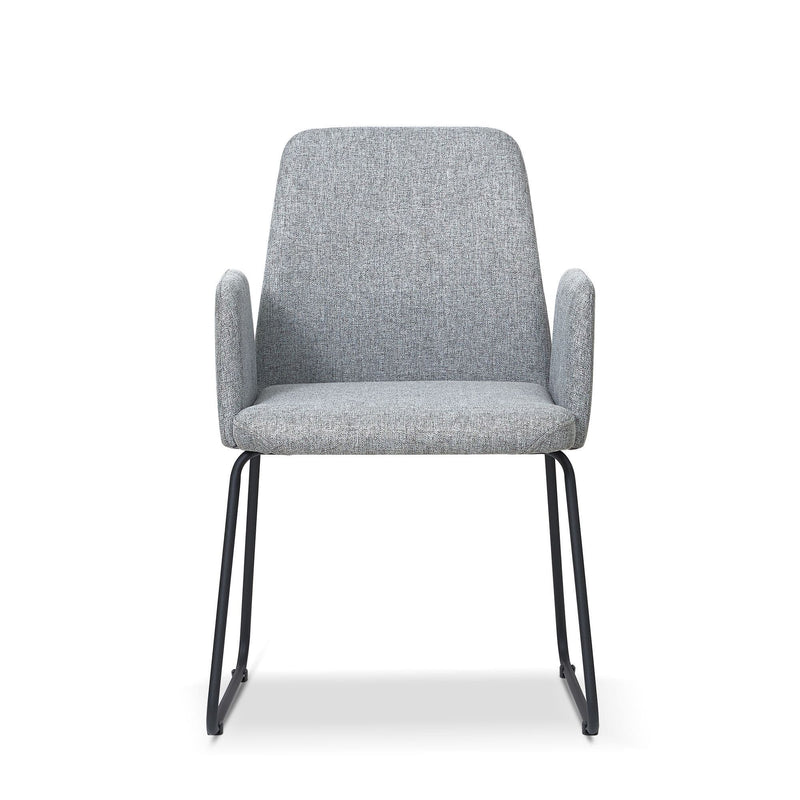 Grey Upholstered Contemporary armchair with Metal Legs