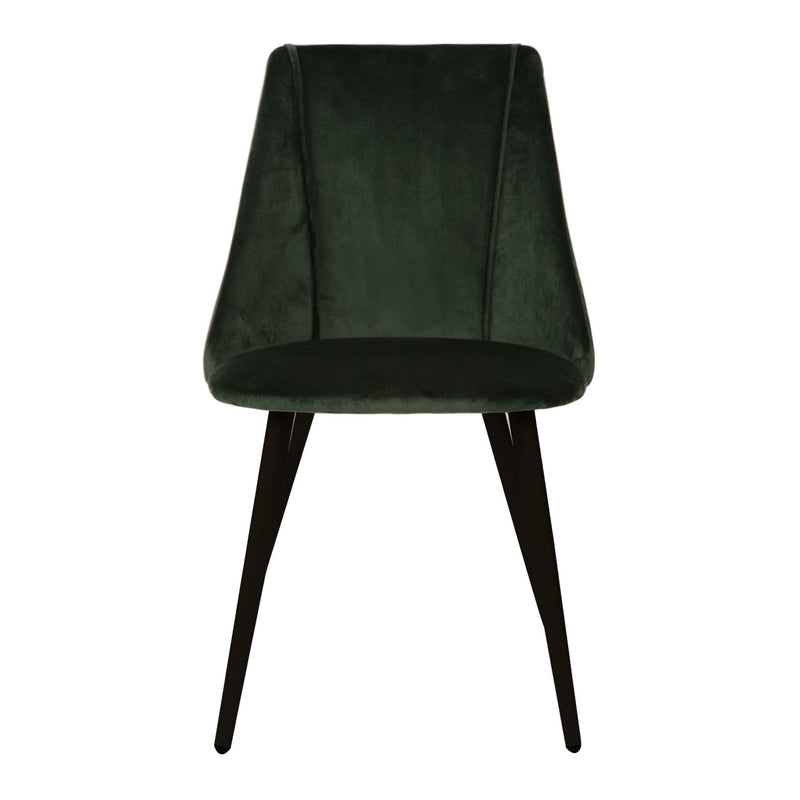 x2 Lule Upholstered Velvet Dining Chair, Deep Green, Black Legs