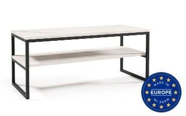 MILAN White Laminate Coffee Table with Shelf