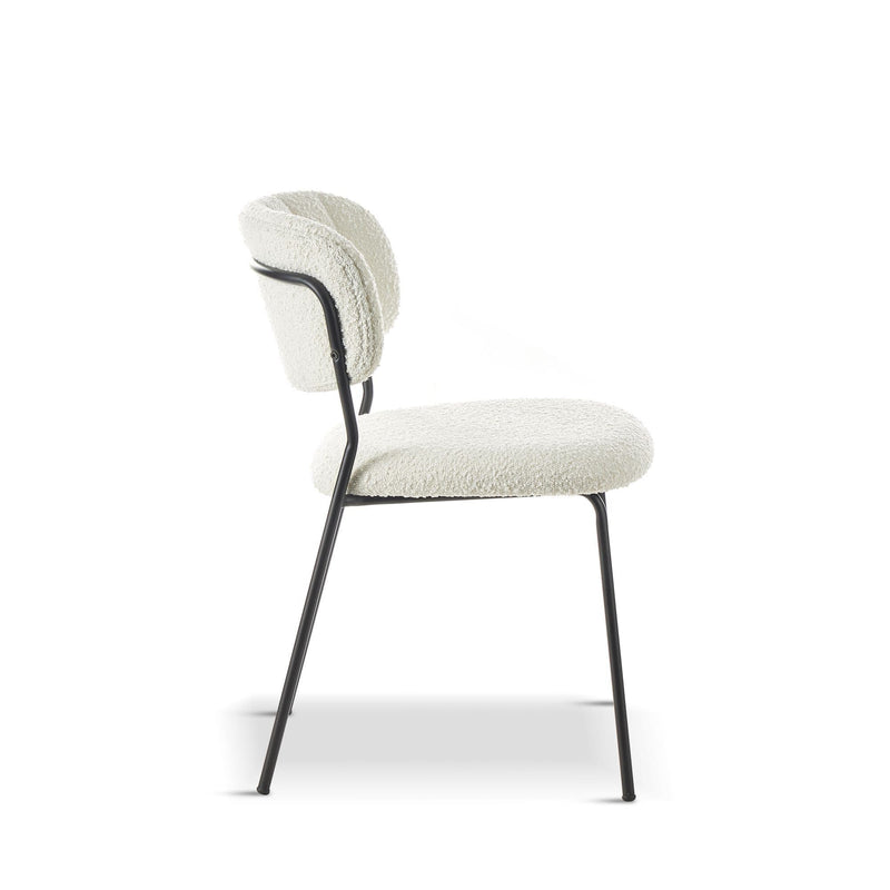 x2 CAROL White Boucle Dining Chair