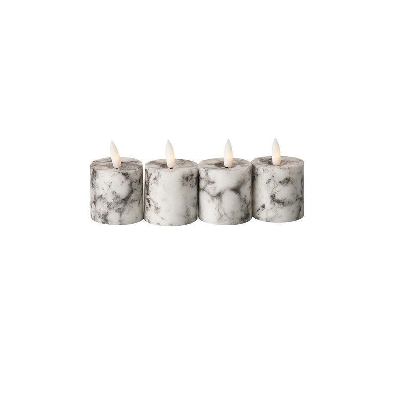 Set of 4 Marble LED Candles