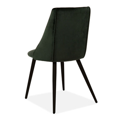 x2 Lule Upholstered Velvet Dining Chair, Deep Green, Black Legs