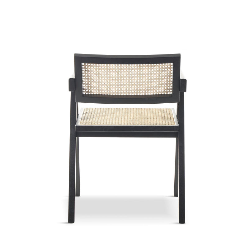 x2 Black Wood and Rattan Chair
