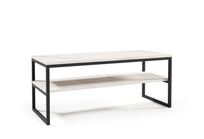 MILAN White Laminate Coffee Table with Shelf