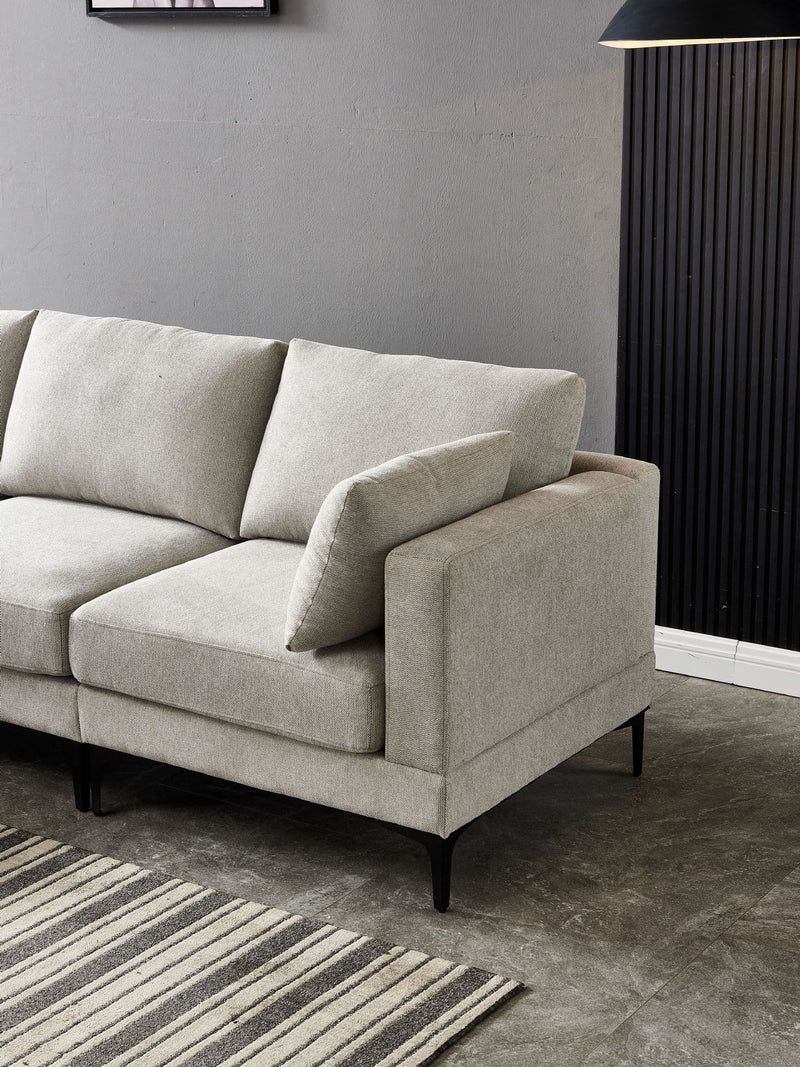 ANEK 3 Seater Grey Fabric Sofa
