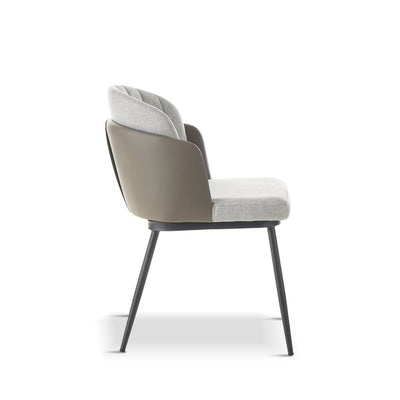 x2 PEKI Grey Fabric Faux Leather Mix Chair