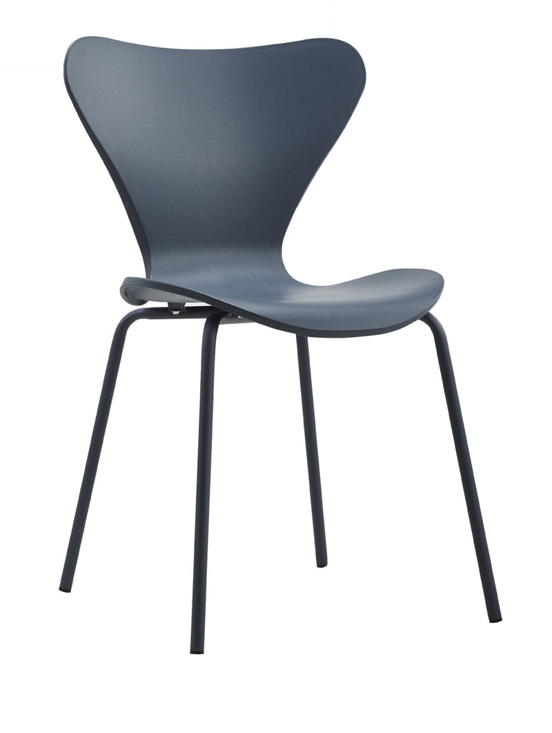 x2 Modern Stackable Dining Chair Navy Blue