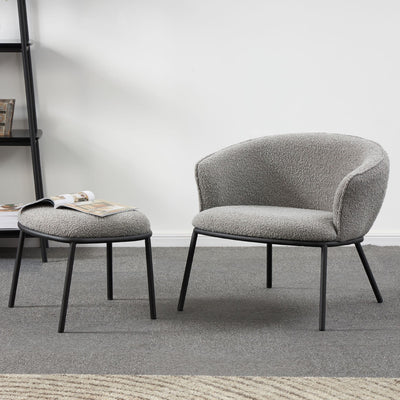 x1 Duke Dark Grey Bouclé Lounge - Matching Stool