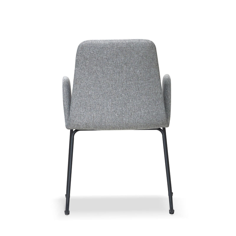 Grey Upholstered Contemporary armchair with Metal Legs