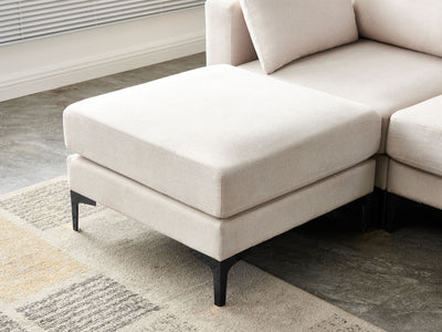 ANEK 3-Seater Beige Fabric Sofa with Ottoman