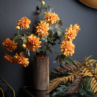 Faux Orange Dahlia Spray