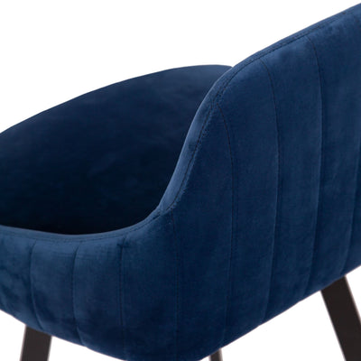 x2 Alfa Velvet Cushioned Navy Blue Barstool