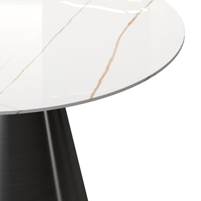 White Toby Sintered Stone Round Dining Table -Diameter 135cm
