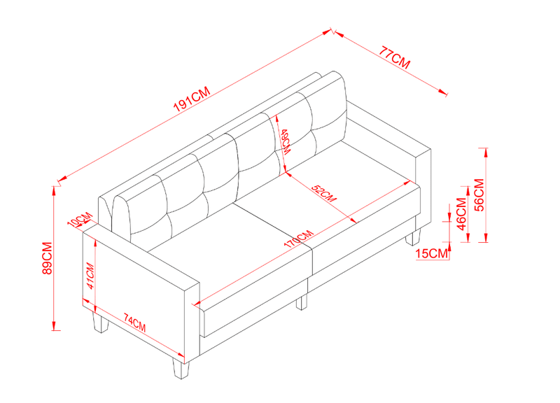 ENKO 2 Seater Beige Fabric Sofa