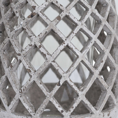 Large Conical Ceramic Lattice Hurricane Lantern