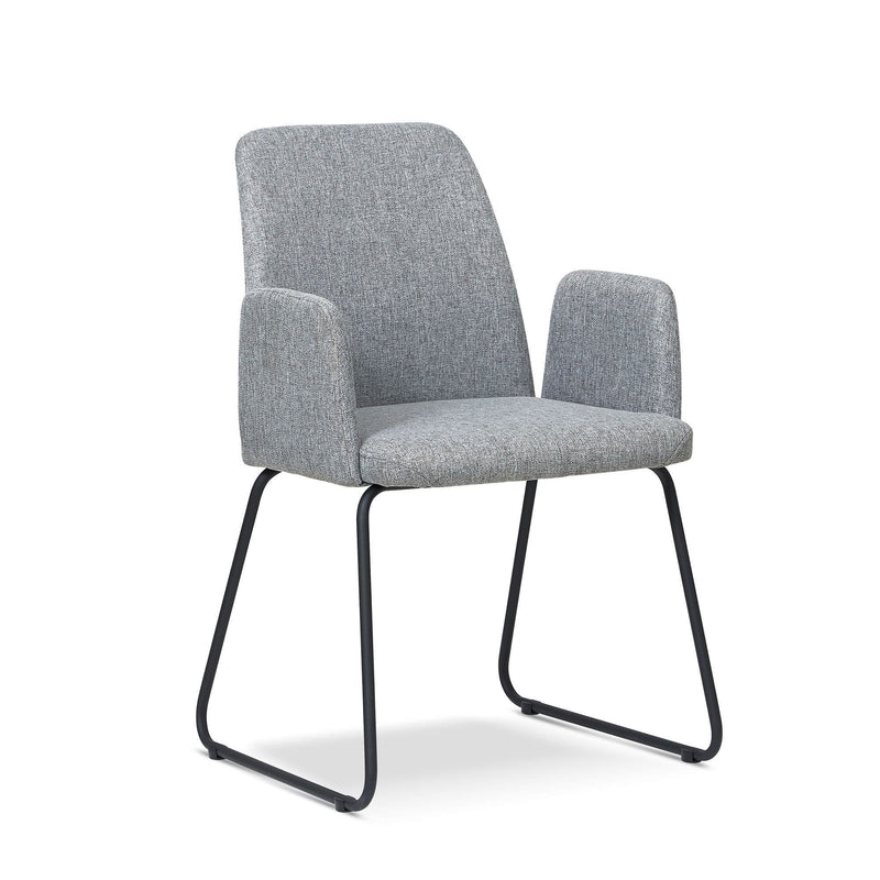 Grey Upholstered Contemporary armchair with Metal Legs