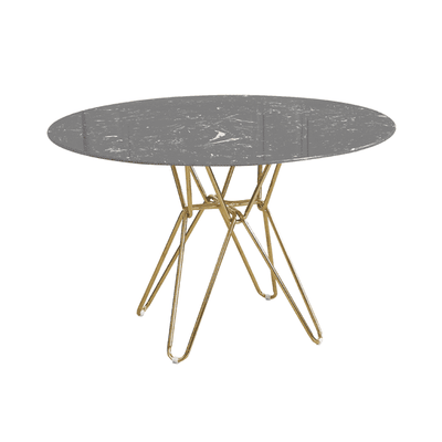 120 cm Black Round Marble Dining Table with Gold Hairpin Style Leg - Punchard Home
