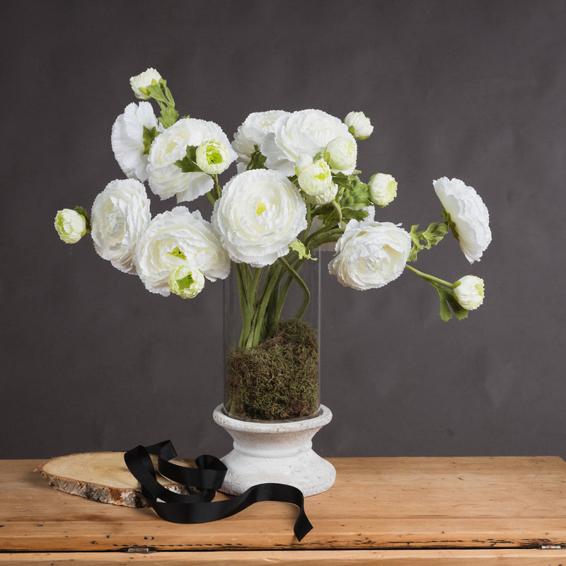 Faux White Ranunculus Spray