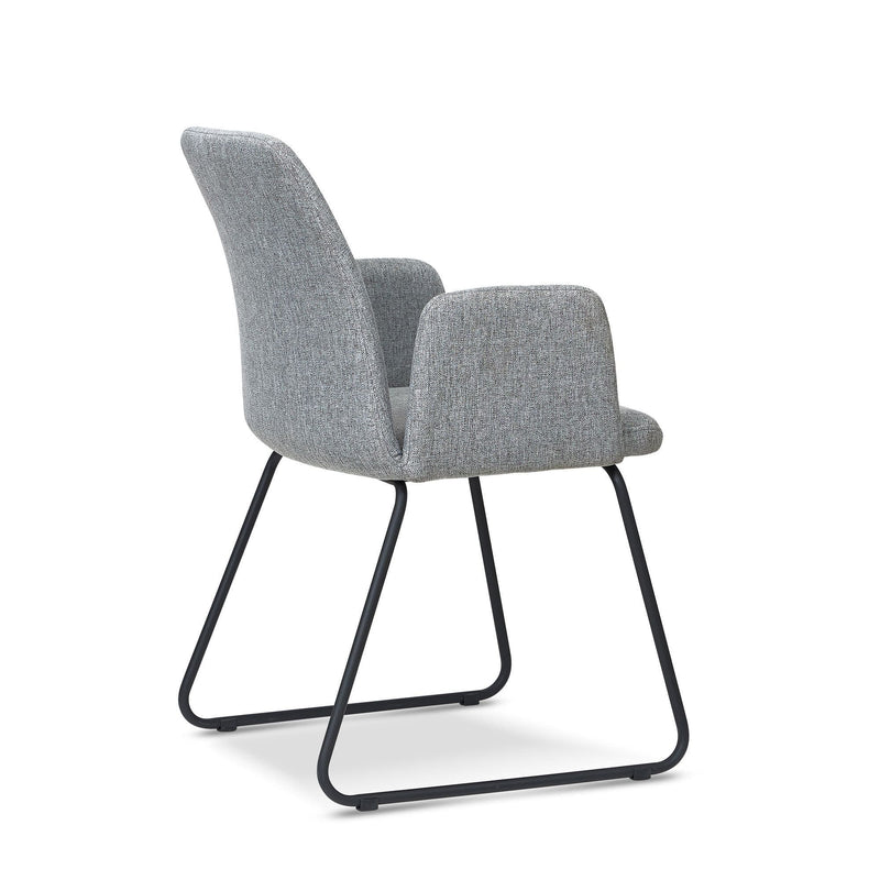 Grey Upholstered Contemporary armchair with Metal Legs