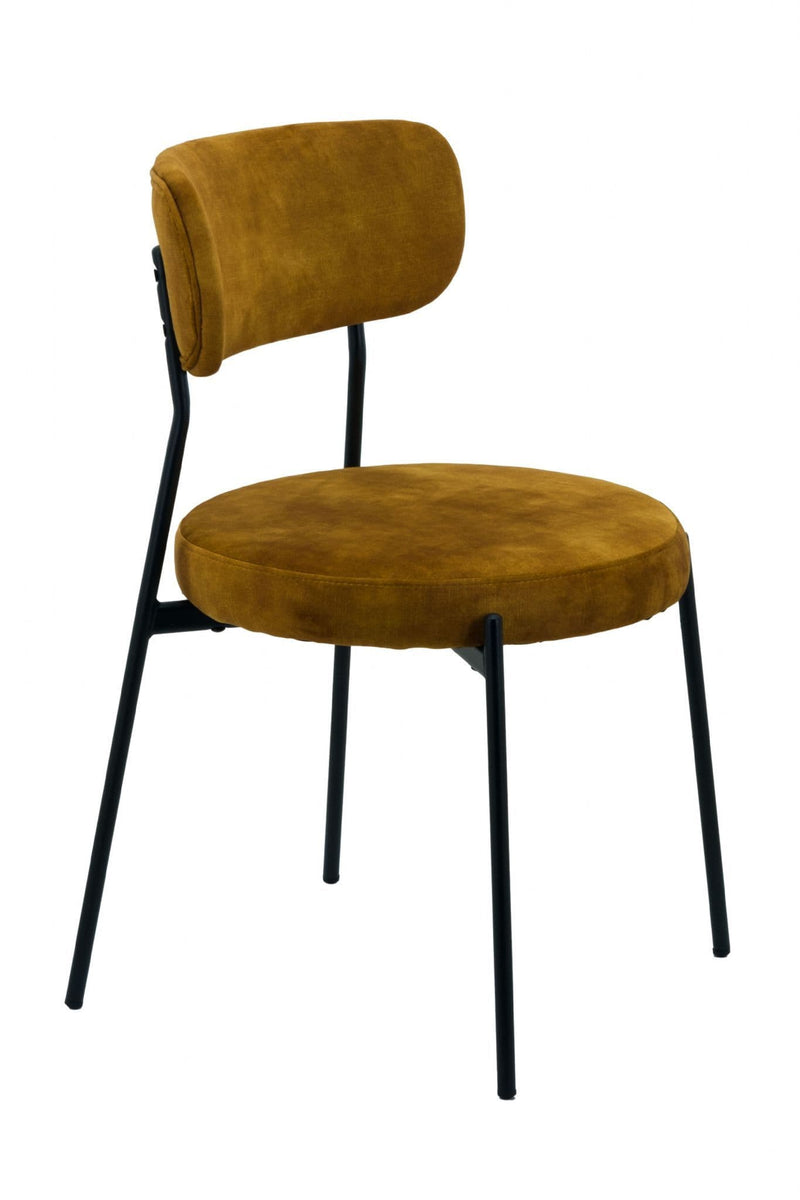 x2 Stackable Velvet Dining Chairs - Mustard