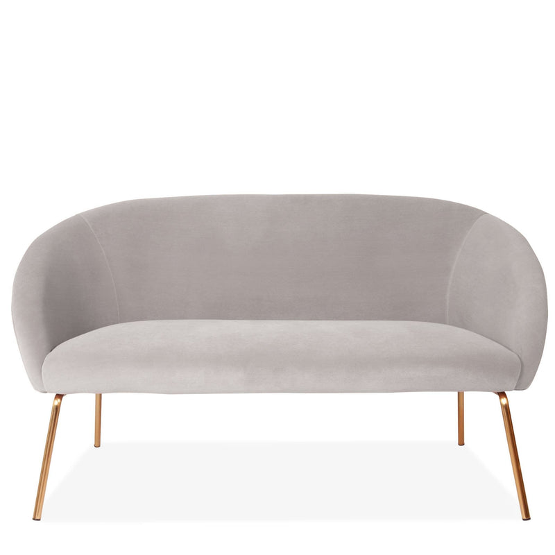 Grey Velvet Two Seater Sofa, with Gold Legs