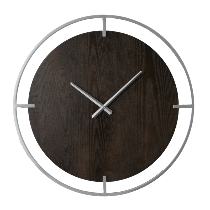 Minimalist Wood & Silver Wall Clock