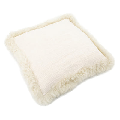 Linen Cushion Sheepskin Trim