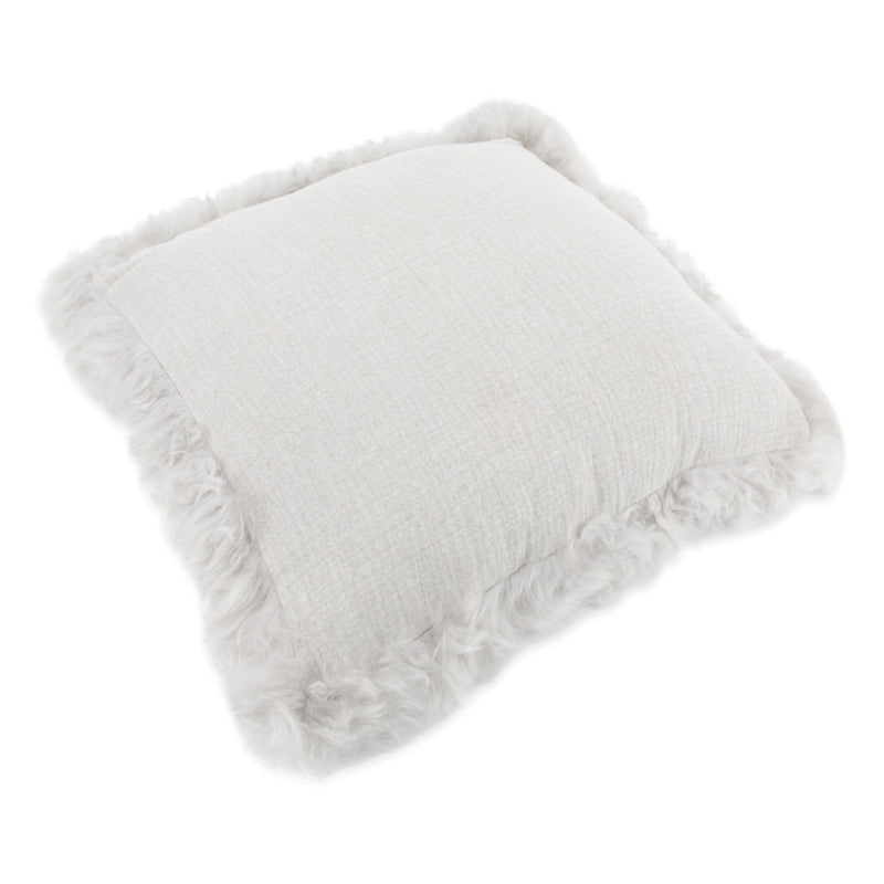 Linen Cushion Sheepskin Trim