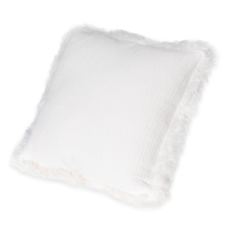 Linen Cushion Sheepskin Trim