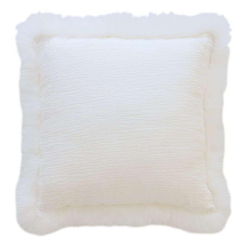 Linen Cushion Sheepskin Trim