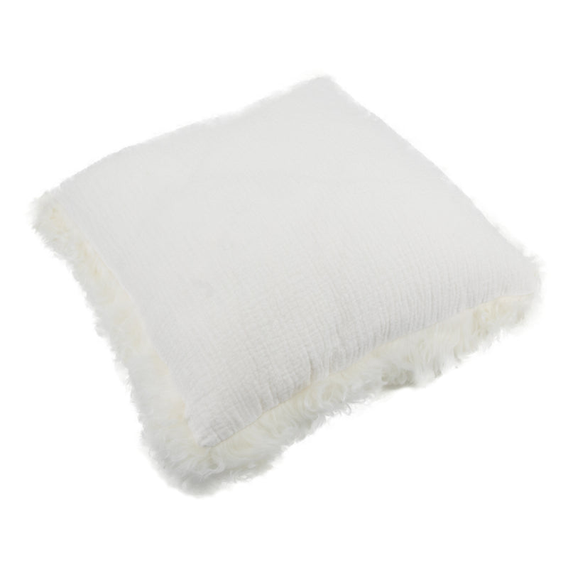 Linen Cushion Sheepskin Trim