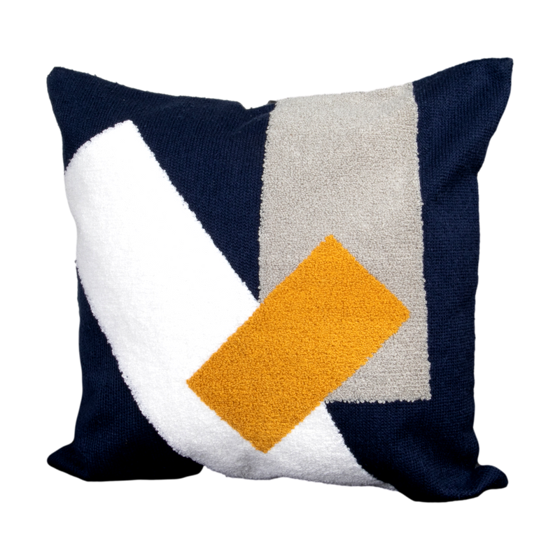 Navy Blue Abstract Boho Cushion Cover