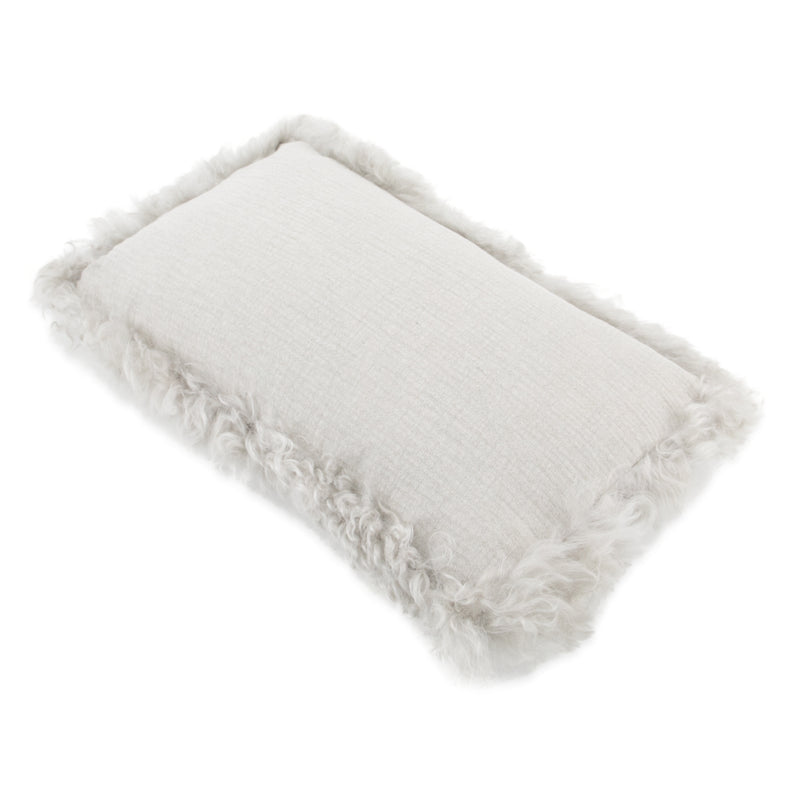 Linen Cushion Sheepskin Trim