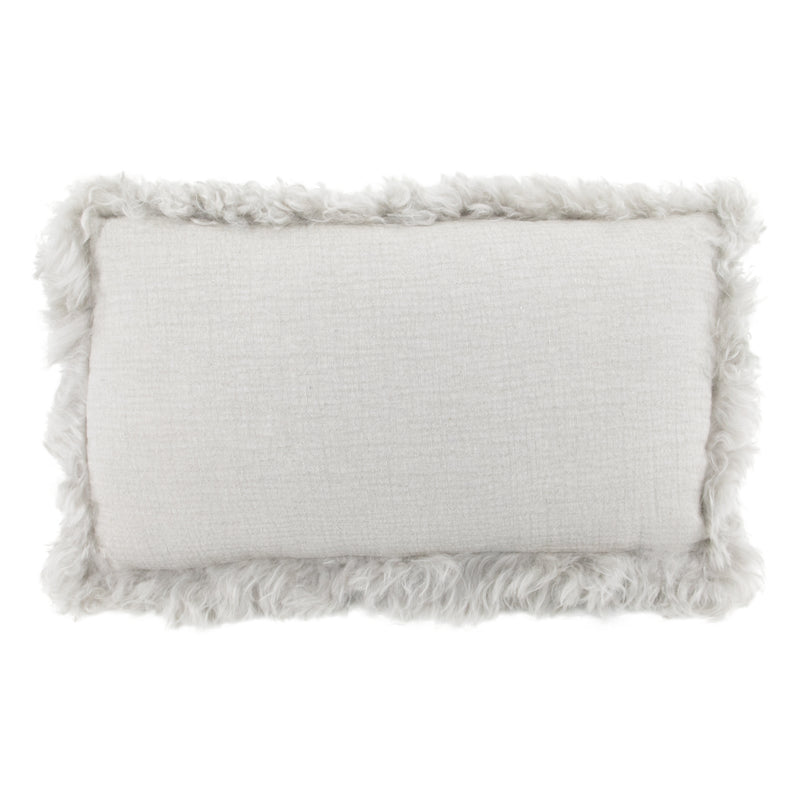 Linen Cushion Sheepskin Trim