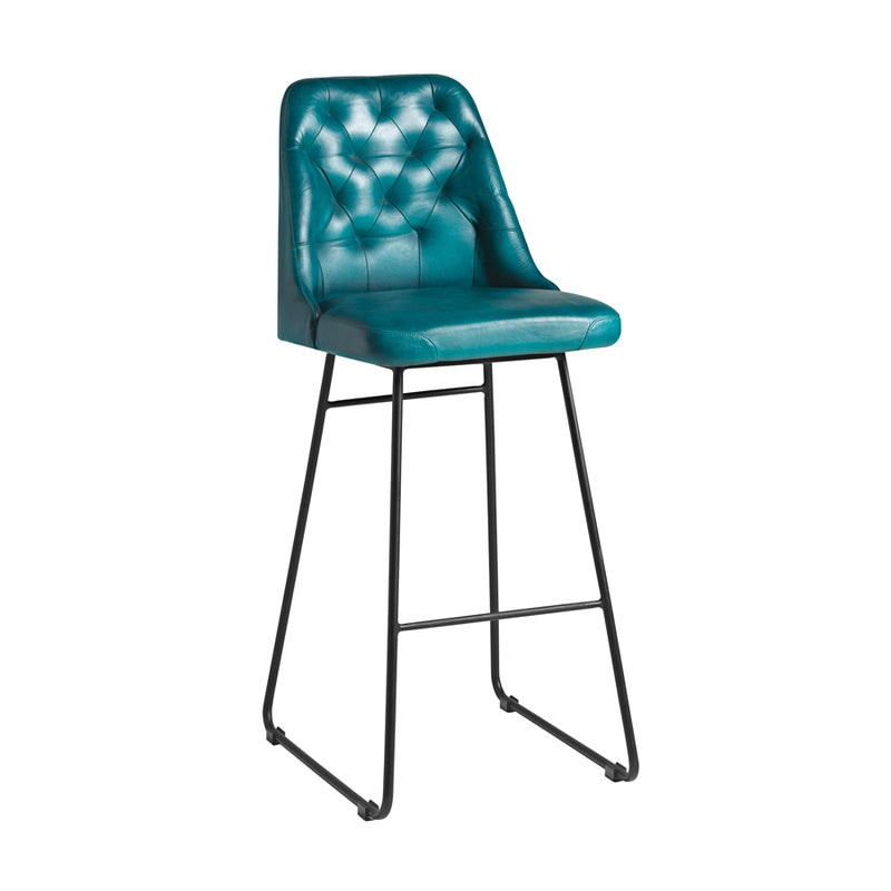 HARLAND Bar Stool - Leather - Vintage Blue