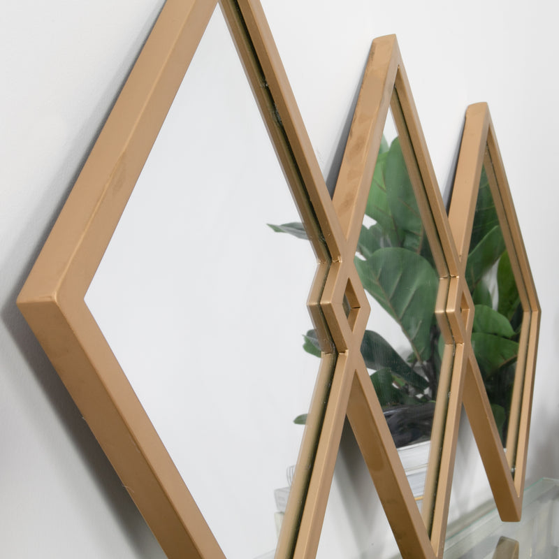 Diamond Shaped Gold Framed Mirror