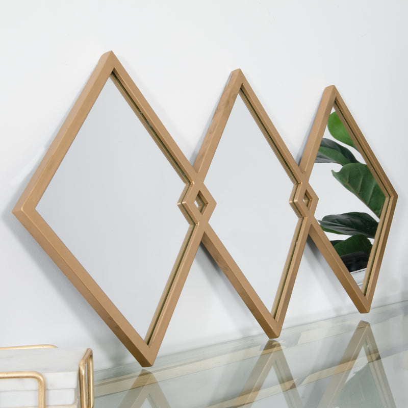 Diamond Shaped Gold Framed Mirror