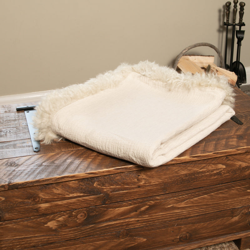 Linen Blanket Sheepskin Trim