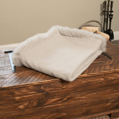 Linen Blanket Sheepskin Trim