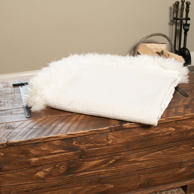 Linen Blanket Sheepskin Trim