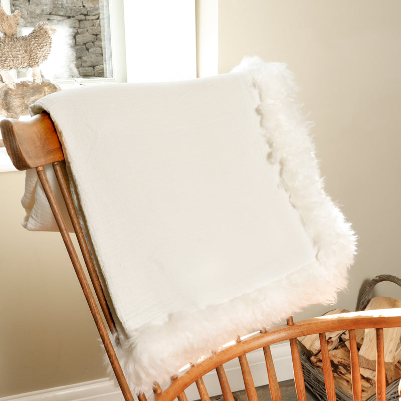 Linen Blanket Sheepskin Trim