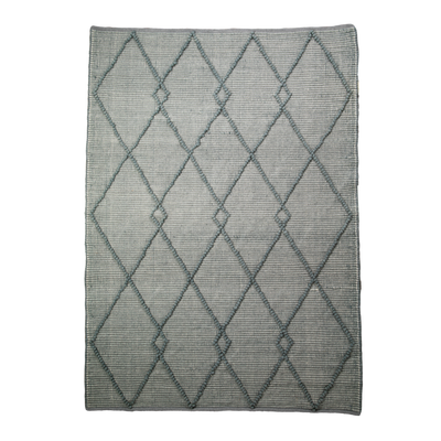 Grey Diamond Pattern Wool Rug