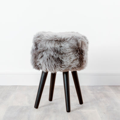 Sheepskin wood stool - Black