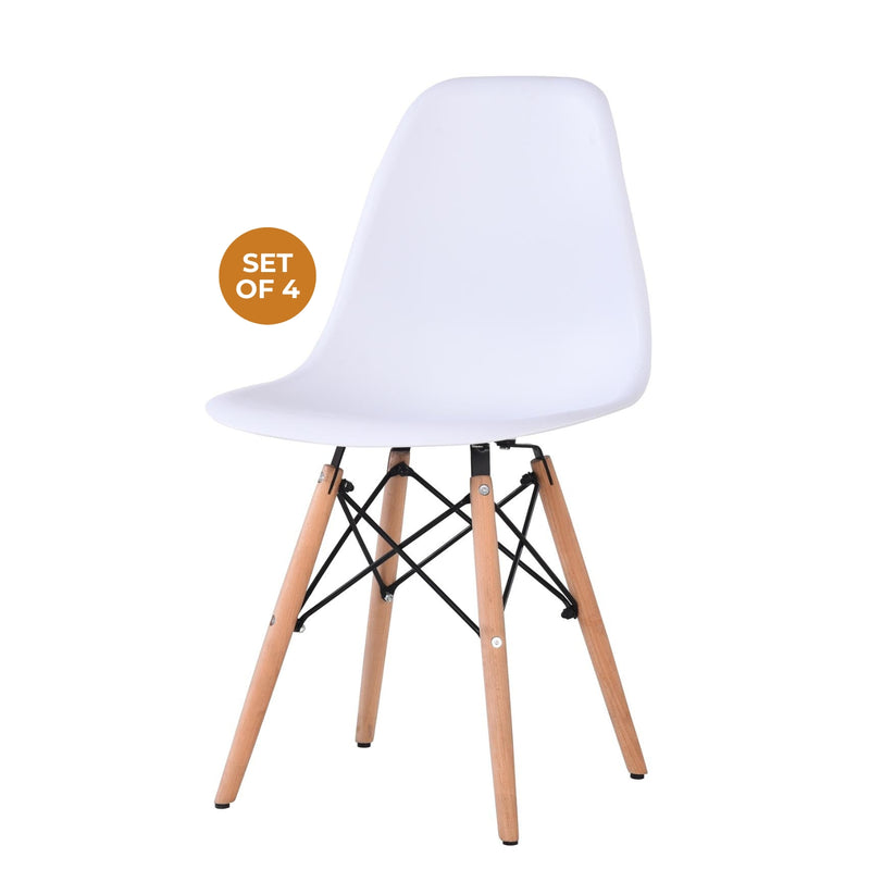 x4 Eiffel White Plastic Dining Chairs